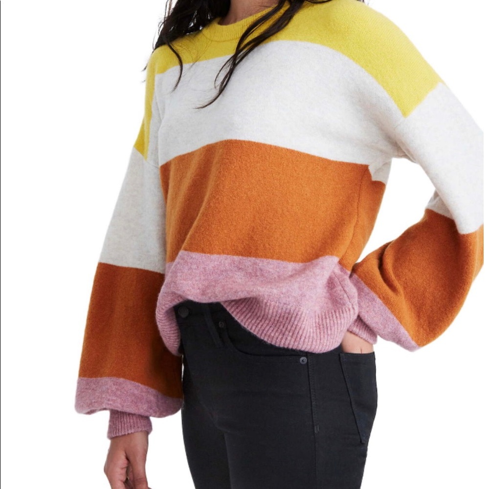 Madewell striped balloon sleeve sweater
